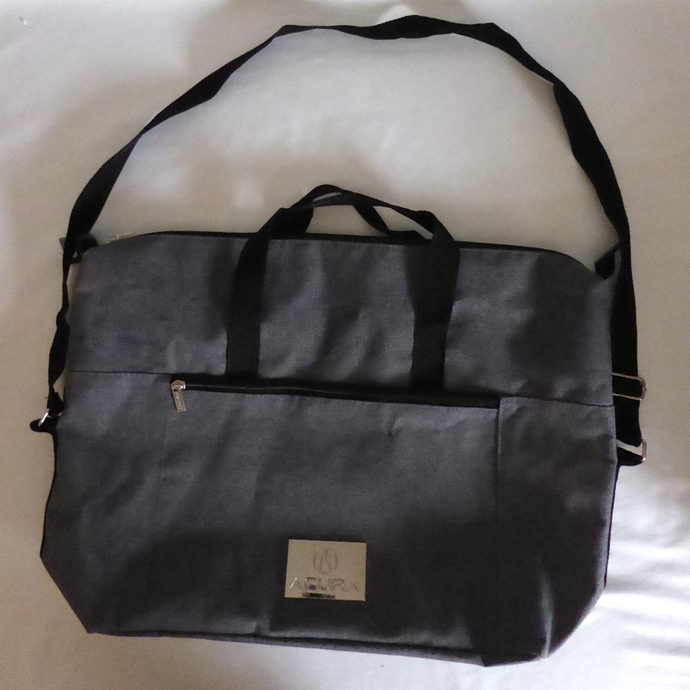 HONDA ACURA BRAND HEAVY GRAY CANVAS ZIPPERED MESSENGER TOTE BAG (PRE-OWNED)